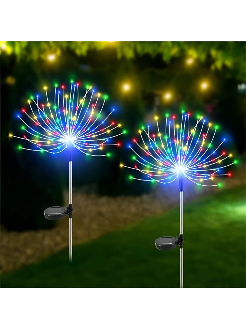 Solar Garden Lights Outdoor Waterproof, 2 Pack 120 LED Solar Firework Lights